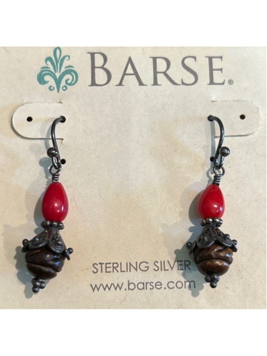 BARSE Jewelry - Women's BARSE Sterling Silver Red and wood bead Drop Earrings